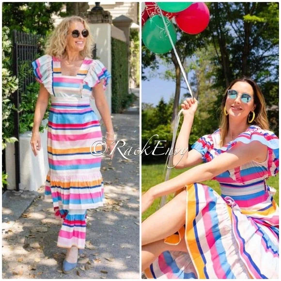 NEW ANTHROPOLOGIE TRACY REESE RUFFLED MAXI DRESS